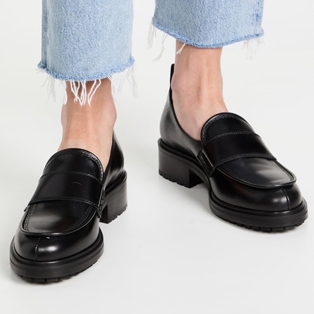 Aeyde Black Leather Ruth Loafy with Chunky Soles